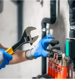 Technician adjusting mechanical valves